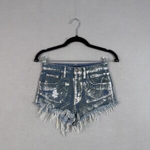 Hidden Jeans Shorts Womens Small Blue Metallic Distressed Cutoff Frayed Made USA